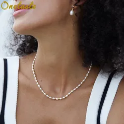 S925 Silver Gold Plated Natural Pearl Beaded Strand Necklace For Women French Trendy Layered Station Chokers Necklaces Love Gift