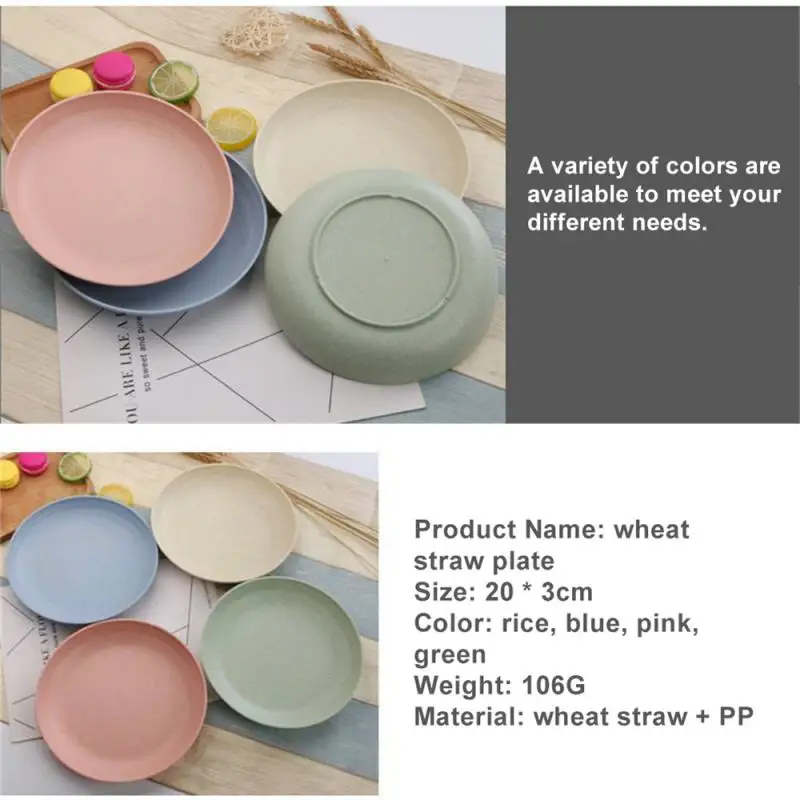 Round Exquisite Durable Kitchen Dish Beautiful Comfortable Home Japanese Security Portable Dinner Plate Fashion Wheat Straw