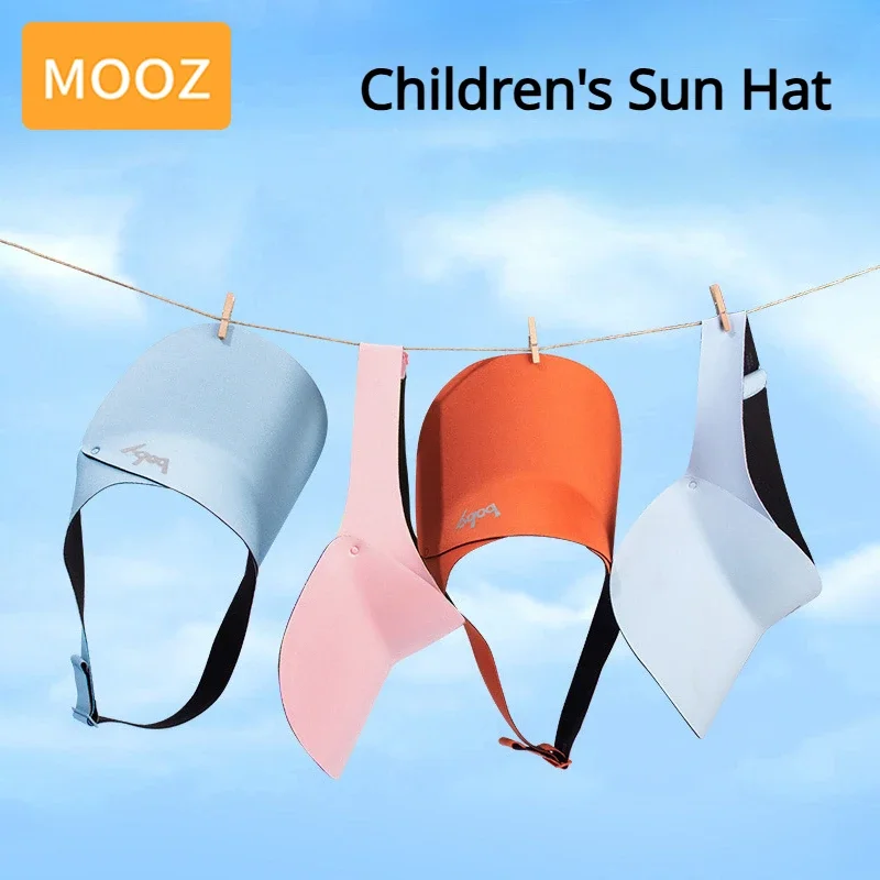 

MOOZ Baby Sunscreen Cap UPF50+ Sunshade Hat Hollow Breathable Toddler Cotton Boy Girl Outdoor Visors Solid Kids Beach Hat CFS069