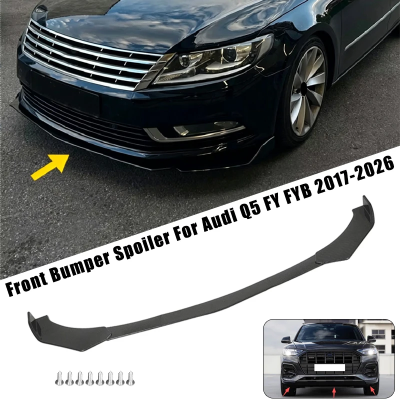 Sport Front Bumper Splitter Spoiler Lip For Audi Q5 FY FYB 2017-2026 5Pcs Adjustable Sectional Car Exterior Tuning Body Kit