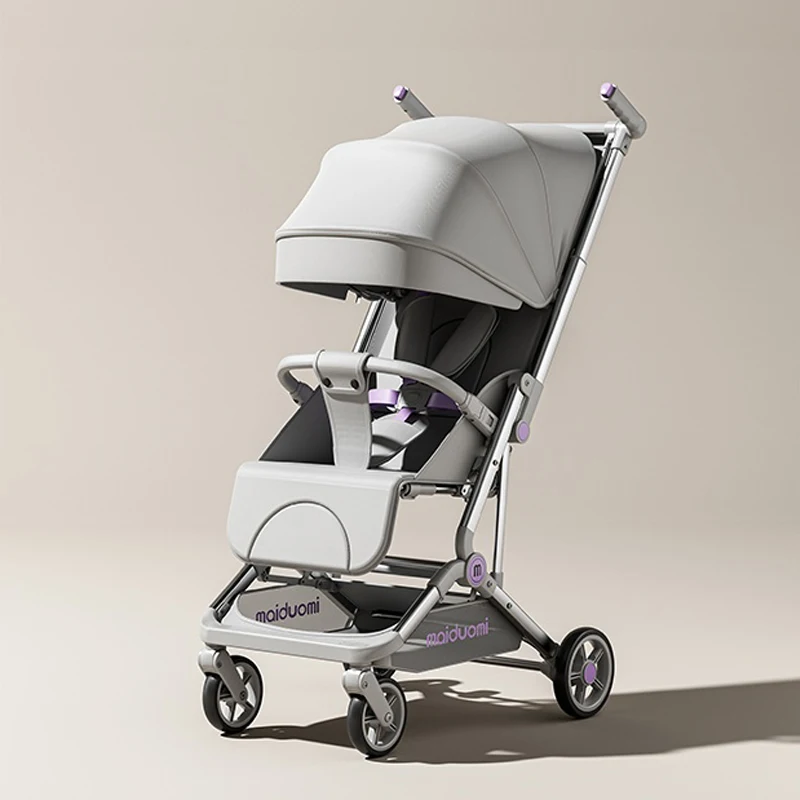 

Flat-Lying Pocket Stroller with Integrated Spine Protection Backrest, Detachable Lightweight Foldable Baby Stroller