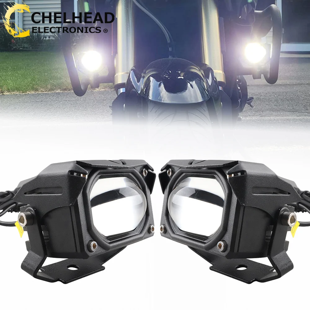 Motorcycle Auxiliary Spotlight Led Driving Headlight Spot Beam White Yellow 90W 8000LM Off road Truck Motorbike Work Light Pods