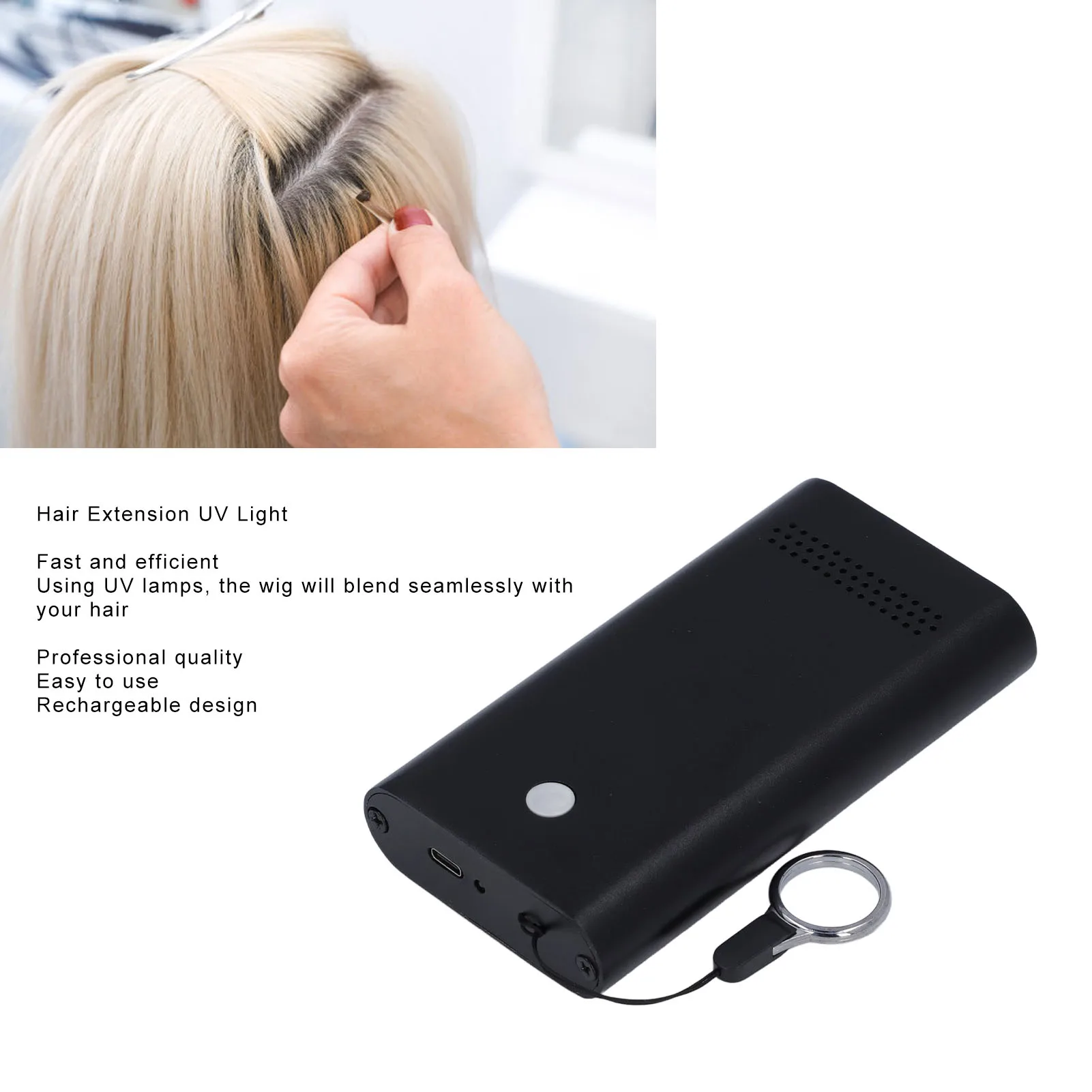 Hair Extension UV Light Hair Extension UV Light Rechargeable 395nm Portable Fast Curing Wig Extension LED UV Lamp for Home Salon