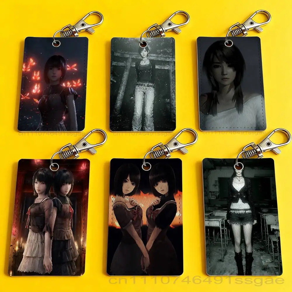 

Game F-Fatal Frame Card Holder Men And Womenn Universal Antirust Keychain Learther Access Drop Key Tag Ring