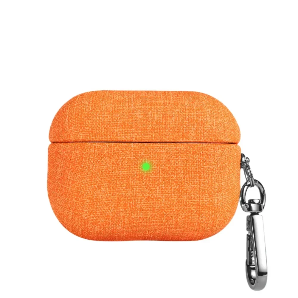 Housse rigide de luxe en tissu véritable pour Airpods Pro 3 Pro2, étui pour écouteurs coloré tout compris avec mousqueton