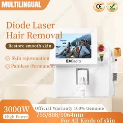 Machine d'épilation au laser à diode cl rite, platine glacé, corps, visage, ati elles, refroidissement de la tête en continu, épilateur indolore, 808 W, 3000