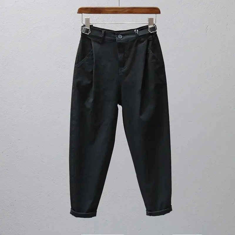 الربيع والصيف الإناث مرونة الخصر فضفاضة المناسب عارضة أبي السراويل النساء جديد بلون رقيقة نمط اقتصاص هارلان السراويل