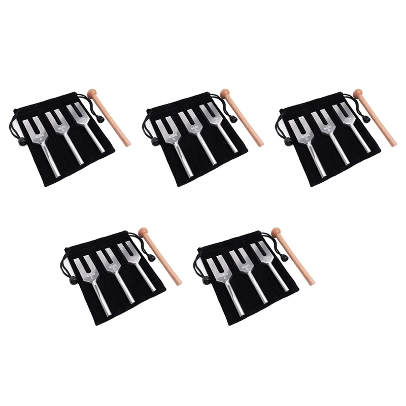 5X Tuning Forks Set 4096 Hz 4160 Hz 4225 Hz Tuning Forks Set Tuning Fork With Wooden Hammers And Cloth Bag Style 2