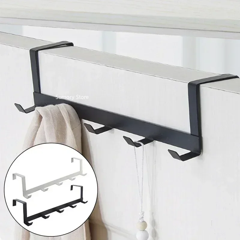 Coat Hook Rack Over The Door 5 Hooks Home Organizer Metal Hanging Rack Cloth Coat Hat Hanger Bathroom Kitchen Accessories