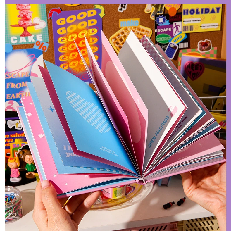 B6 Cute Notebook Journal Thicken 96 Sheets Korean Style Colored Pages Kawaii Diary Journal Planner Notebook School Stationery