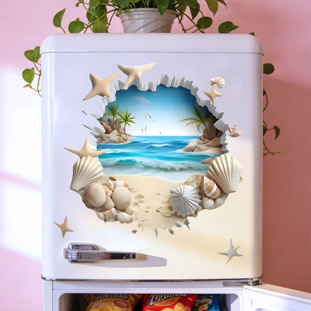 1 Stück Exquisiter Muschel-PVC-Toilettenaufkleber für Strand und Meer, Wasserdichter Selbstklebender Dekorativer Wandaufkleber für Badezimmer – Detail 6
