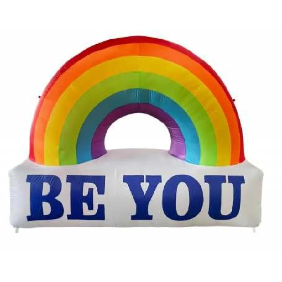 

7 FT Long Rainbow Inflatables Outdoor Decorations, PVC Material, Multicolor, LED Lighted for Lawn Party