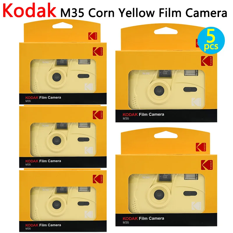 新しいコーンイエローM35フィルムカメラ コダック 非使い捨て レトロフィルムマシン マニュアル 再利用可能 1-6枚フィルムカメラ フラッシュ機能付き