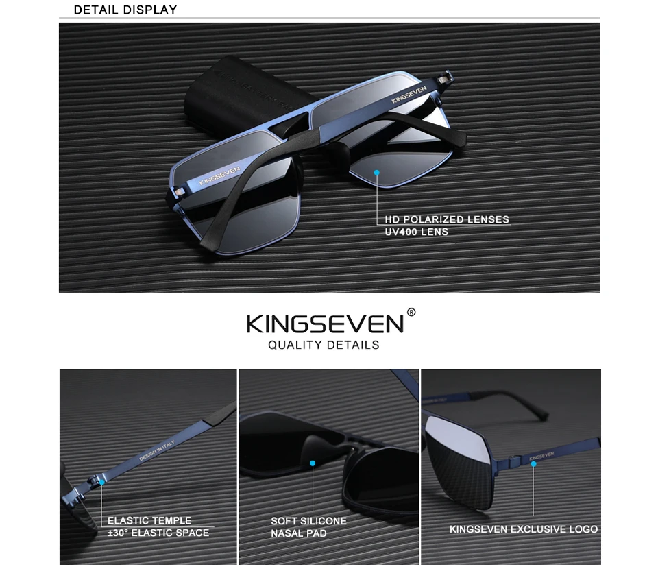 KINGSEVEN Herren Polarisierte Sonnenbrille Luxus Ultra Dünne Bügel UV400 Sonnenbrillen für Männer UV400 Brillen – Detail 1