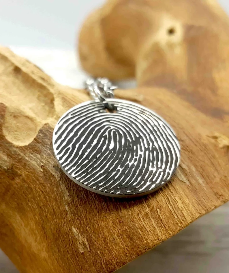 925 Silver Actual Fingerprint Necklace Handwriting Necklace Personalized Enamel Thumbprint Jewelry Custom Memorial Necklace