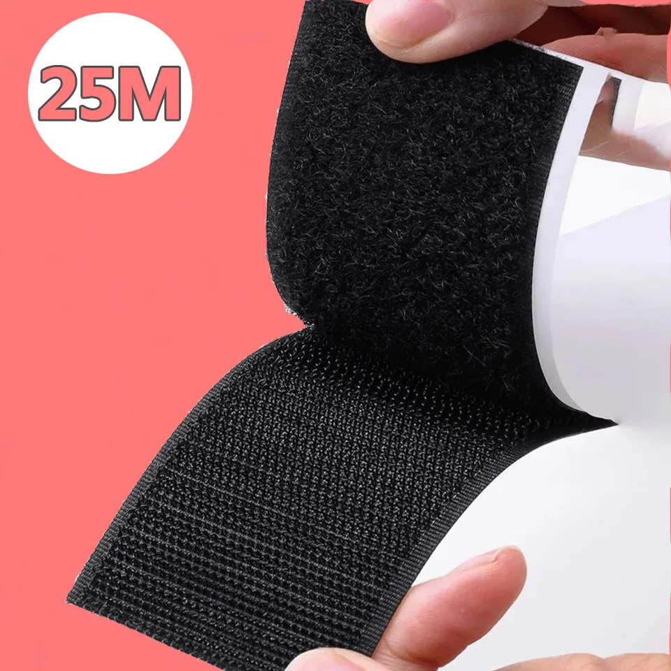 20/25/30/50mm Magic Sticker Tape Self Adhesive Extra Strong Double Sided Adhesive with Sticker Pad Fluffy Hook and Loop Fastener