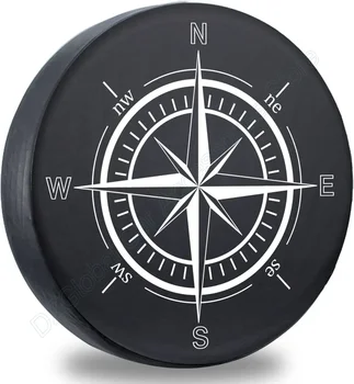 Housse de pneu de secours imprimé boussole, résistante aux intempéries et à la poussière, pour Jeep Wrangler FJTrailer RV SUV camion 14 15 16 17 pouces