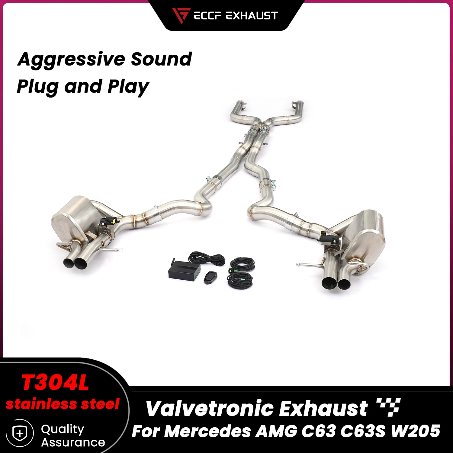 

Sporty Aggressive Sound Valvetronic Exhaust Stainless Steel Catback Exhaust for Mercedes AMG C63 C63S W205 Performance Upgrade