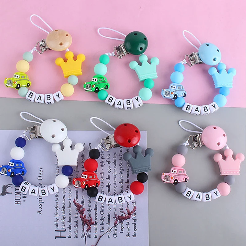 Baby Pacifier Clip Holder Name Personalized Custom Pacifier Chain for Newborn Infant Car Pacifier Teether Toys Baby Accessories