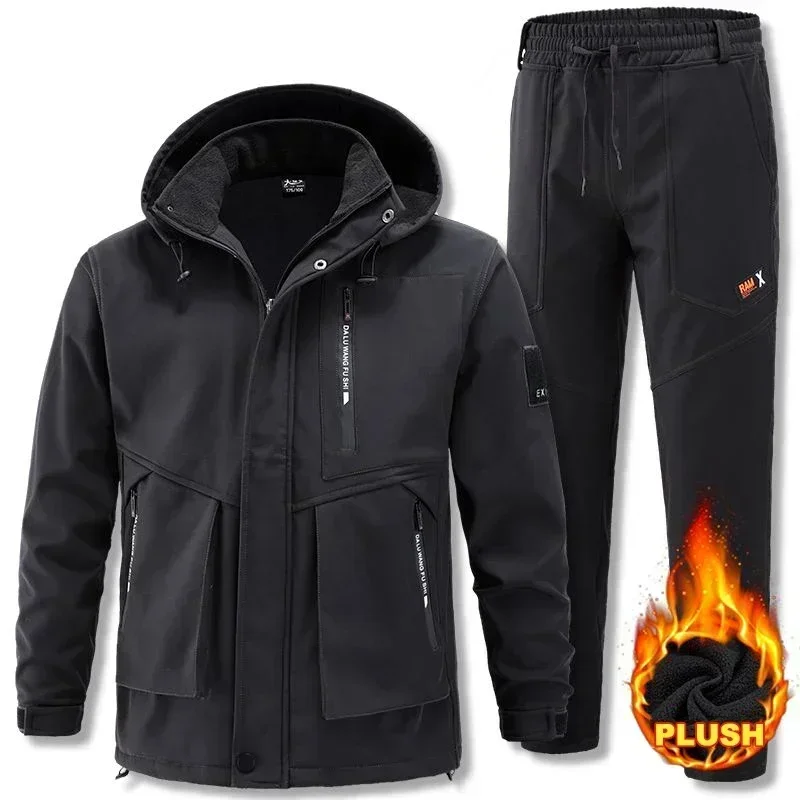 Men's Set Winter Autumn Work Men Sportswear 2 Piece Set Sporting Suit Jacket+Pant Sweatsuit Male Fashion Clothes Brand Tracksuit