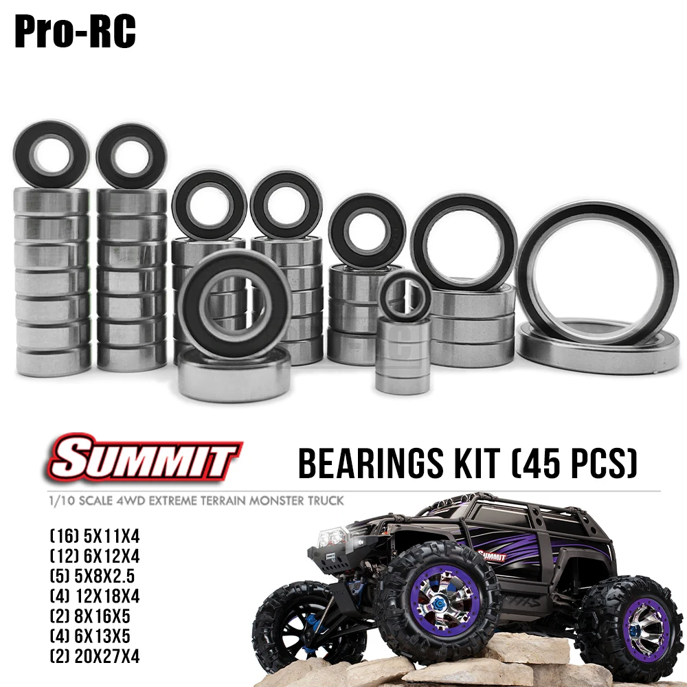 For Traxxas 1/10 Summit Complete Ball Bearings Kit (45 Pcs) Rc Car Part