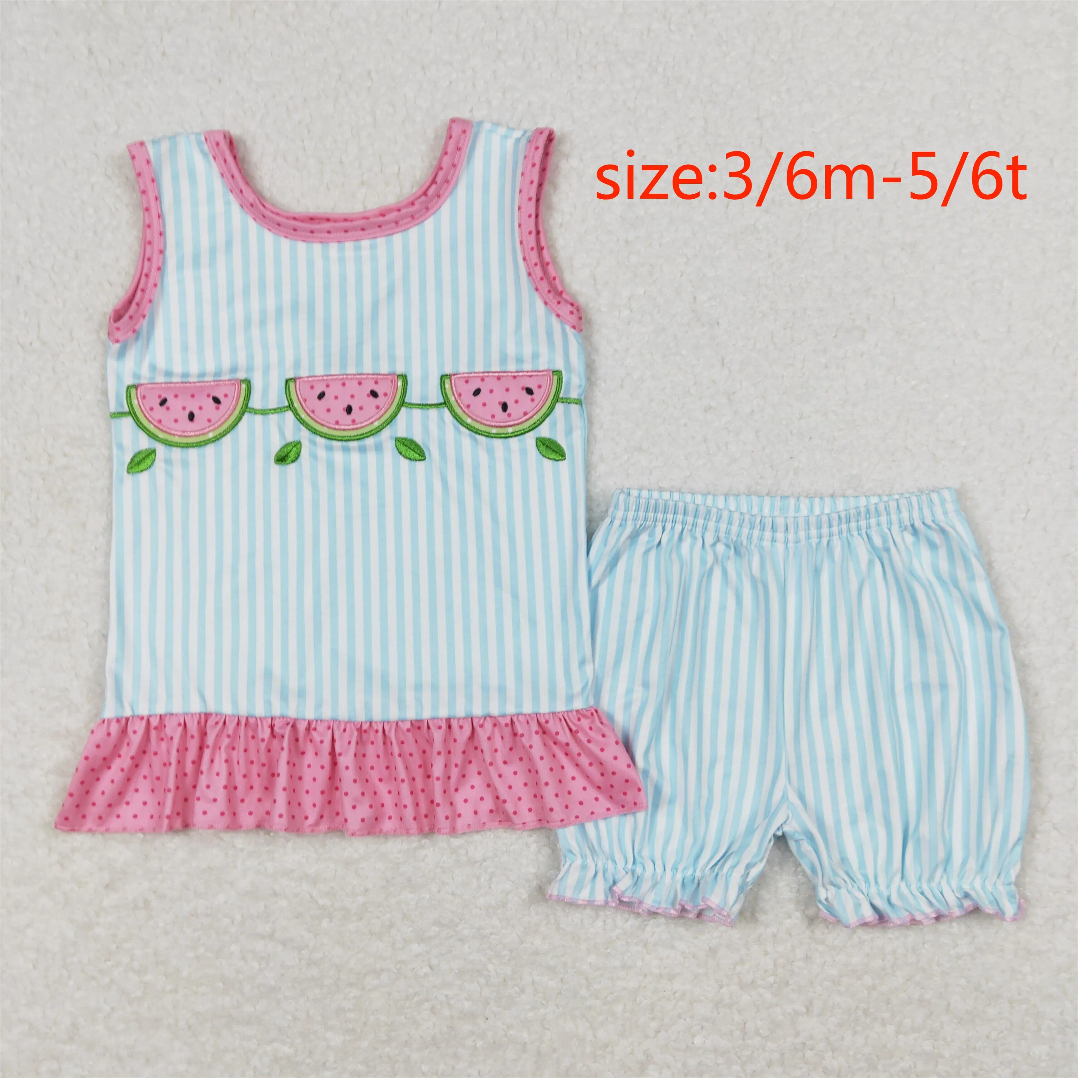 

z99-16 GSSO0398 Wholesale kids clothes girls Embroidered watermelon lace sleeveless shorts suit Summer Boutique Clothing