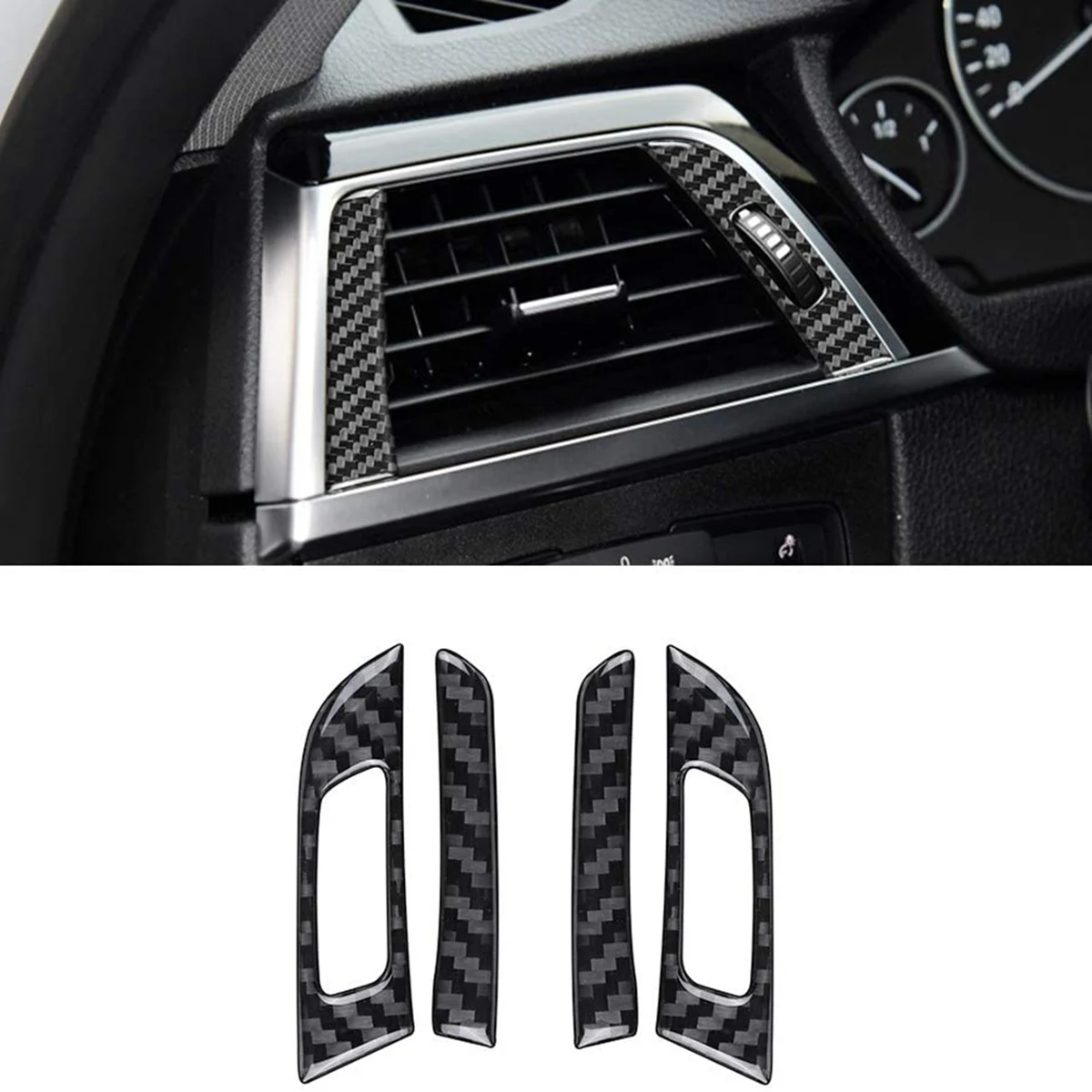 Carbon Fiber Front Side Air Outlet Vent Switch Frame Trim Cover Trim for BMW 3 Series F30 F32 F34 2013-2019