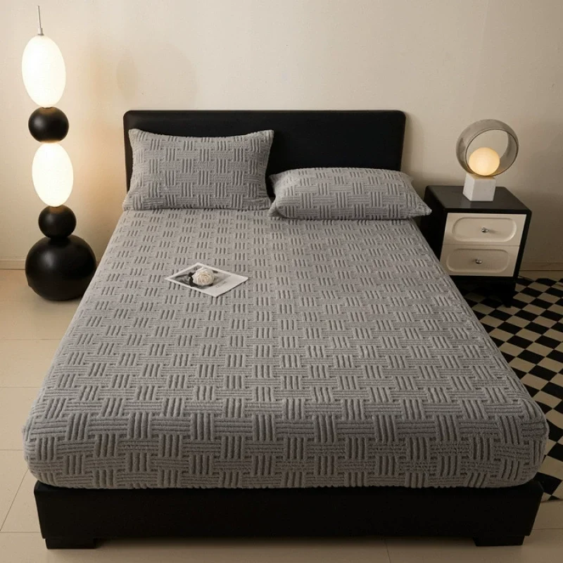 New Winter Cotton Velvet Bed Sheet Elastic Warm Mattress Cover Thickened Home Mattress Protector Bed Cover Sabanas Individuales