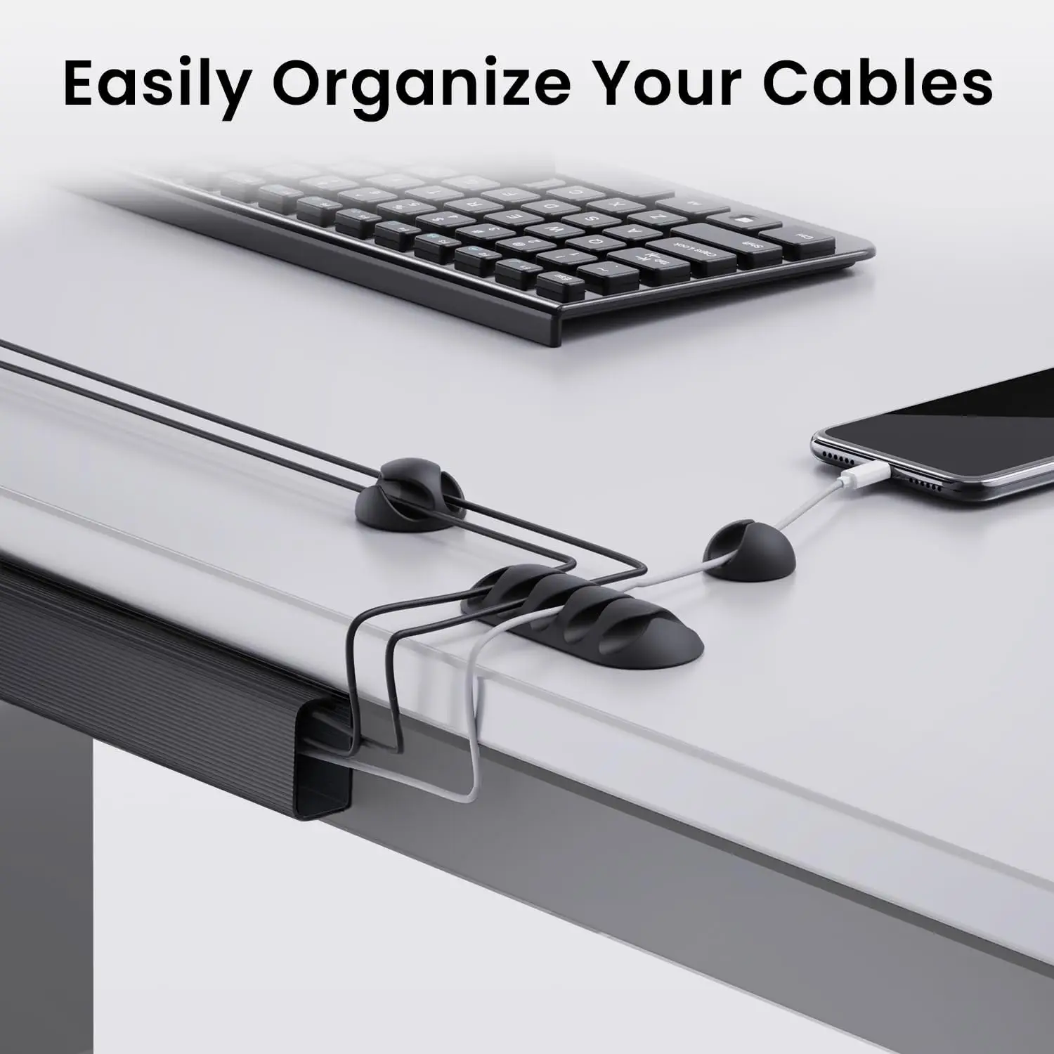 32Pcs Desk Under Cable Management Kit Cord Organizer Cable Raceway Cable Sleeve Adhesive Cable Clips Cord Clips Cable Organizer