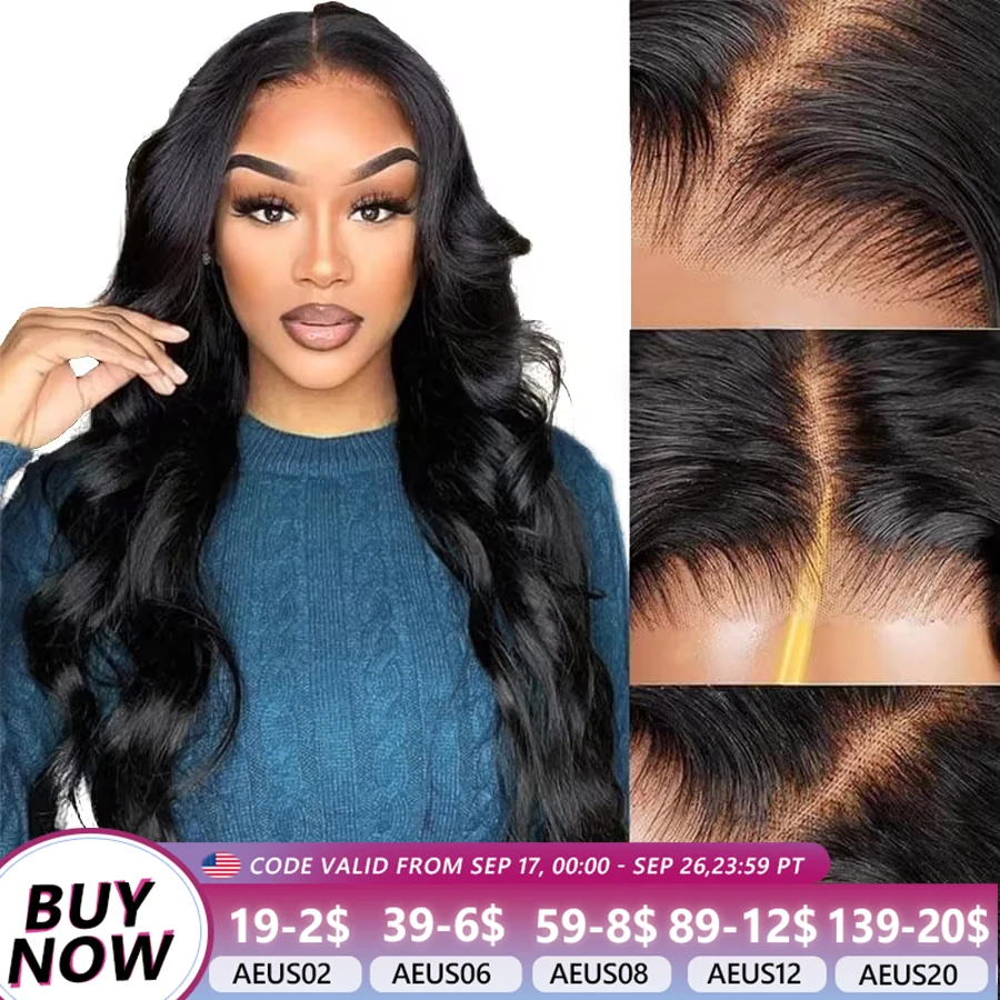 Perruque Lace Closure Wig Body Wave sans colle, perruques de cheveux humains, nœuds invisibles, naissance des cheveux naturelle, prêt à porter