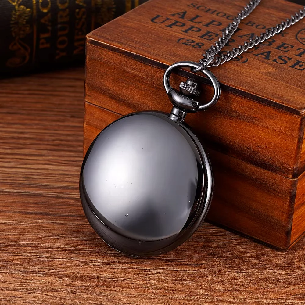 Large pocket watch Black letched My Friend Today Pocket watch Heart-shaped pocket watch flip quartz