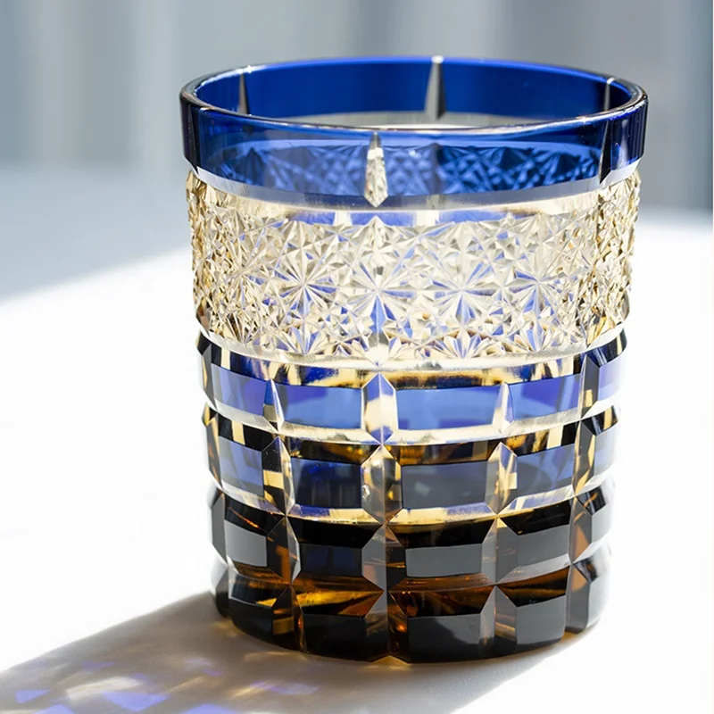 Edo Kiriko Стиль Японский Бренди Рок Стеклянная чашка для виски Хрустальный стакан для питья для подарков