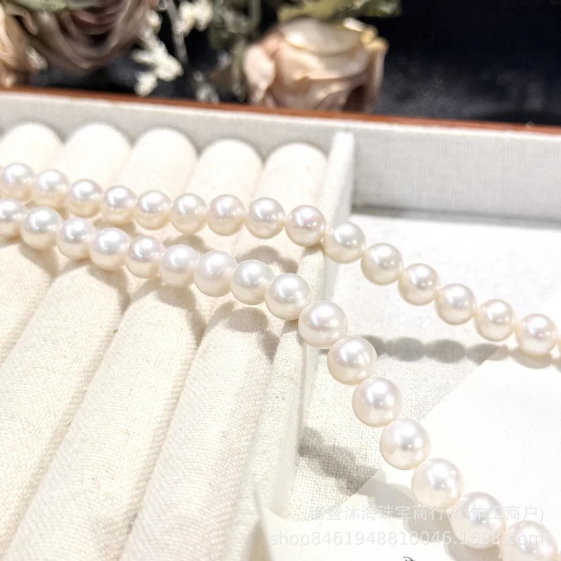 

8-9mm non-nucleated pearl necklace mothers, natural freshwater pearls, nearly round with slight imperfections