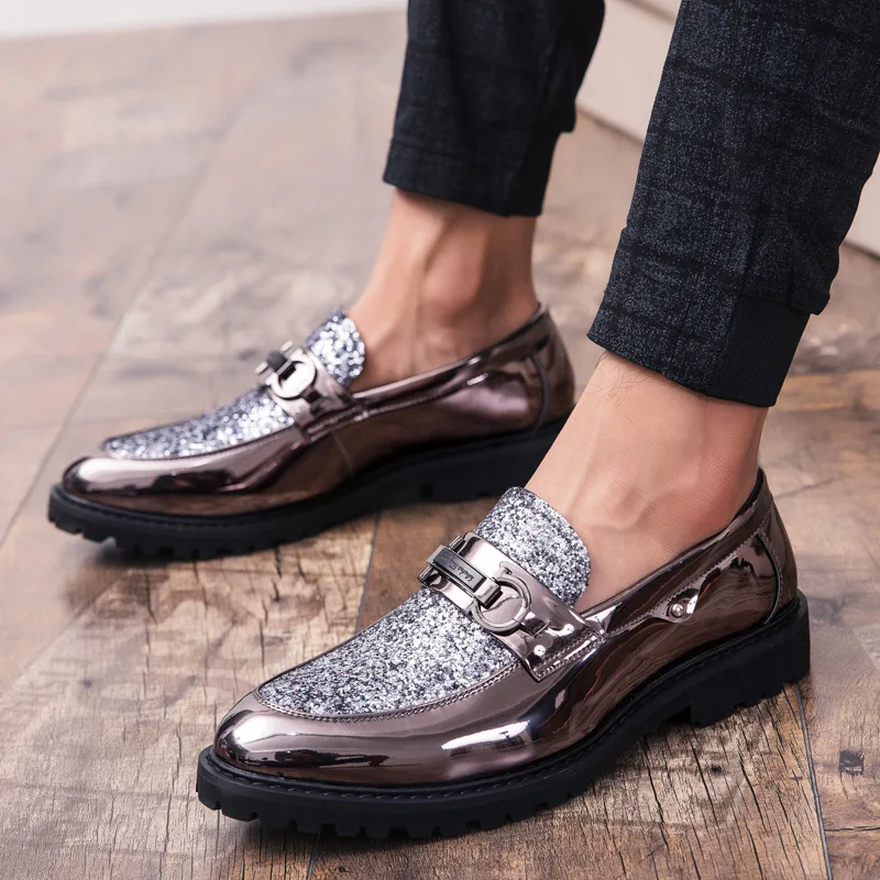 Luxury Men's Golden Bullock Shoes Men Marry Shoes Italian Dress Banquet Shoe Men SUIT Shoes Casual Formal Business Leather