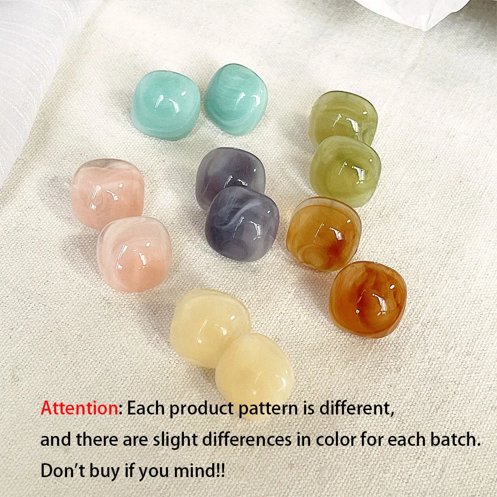 New Material Bioceramic Needle Exaggerated Resin Heart Square Semicircle Stud Earrings For Women Party Minimalist Jewelry