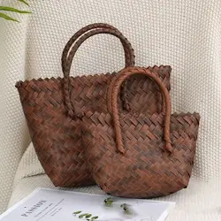 Women Woven Large Capacity Shoulder Bags Crochet Bag Knitting Handbags Female Shopping Tote Bags
