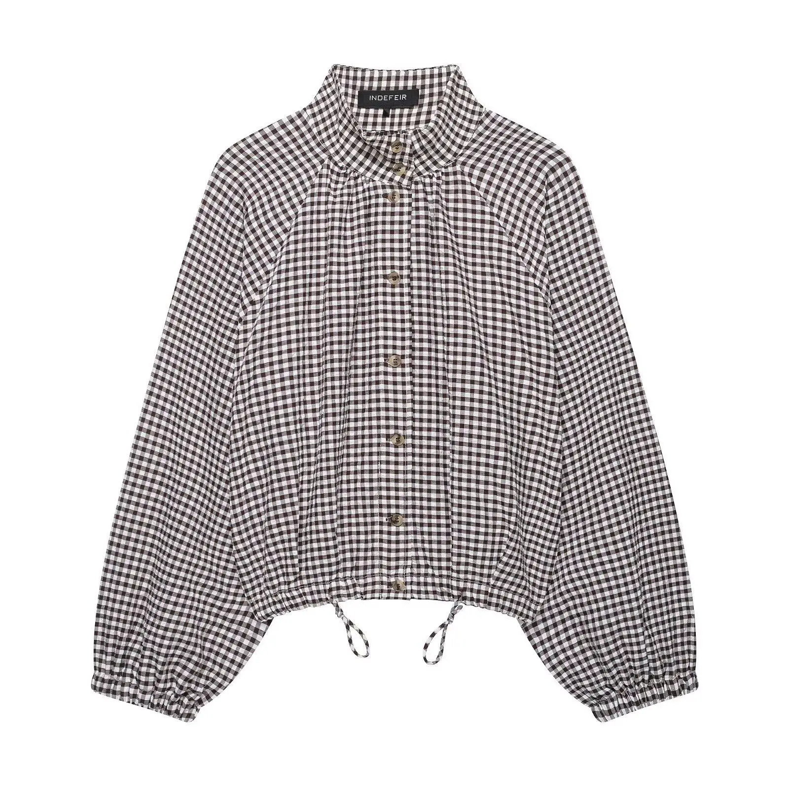 YLT Womens Spring Fall New Plaid Stand Collar Jacket Casual Versatile Fashion Trendy Chic Elegant Outerwear Coat Classy Style
