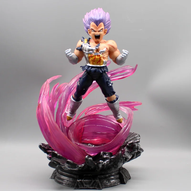 Movie Anime Dragon Ball 33cm Super Saiyan Vegeta Can Shine Double Body Destruction God Demon Vegeta Handmade Model Ornament Toy