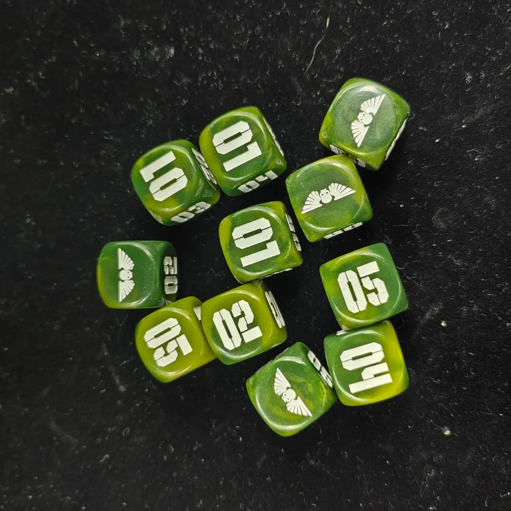 10 pièces/20 pièces, dés Warhammer 40K Star Corps, dés D6 verts nacrés, symbole aigle impérial, dés de jeu de société, dés de collection pour jeux de guerre.