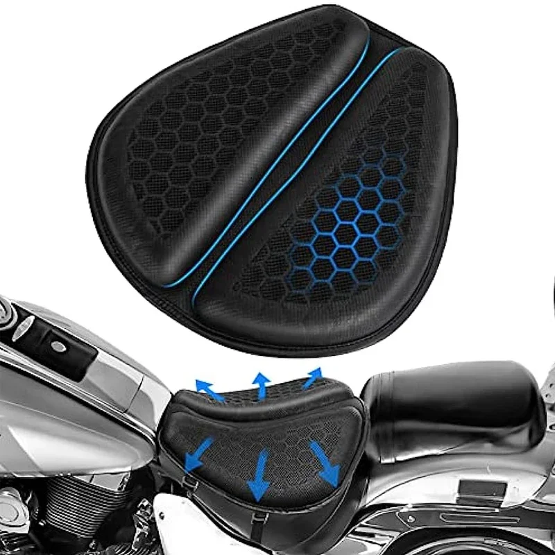 3D Universal Motorcycle Gel Seat Cushion Honeycomb Highly Elastic Breathable Shock Absorbing Cycling Saddle Anti-Slip