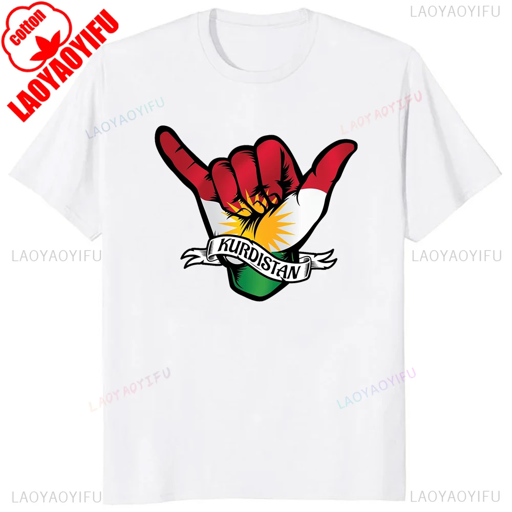 Vintage Style Kurdistan Map Flag Graphic T-shirt Cotton Short Sleeve Casual Man Tshirt Streetwear Breathe Comfort Hip Hop Tees image 5