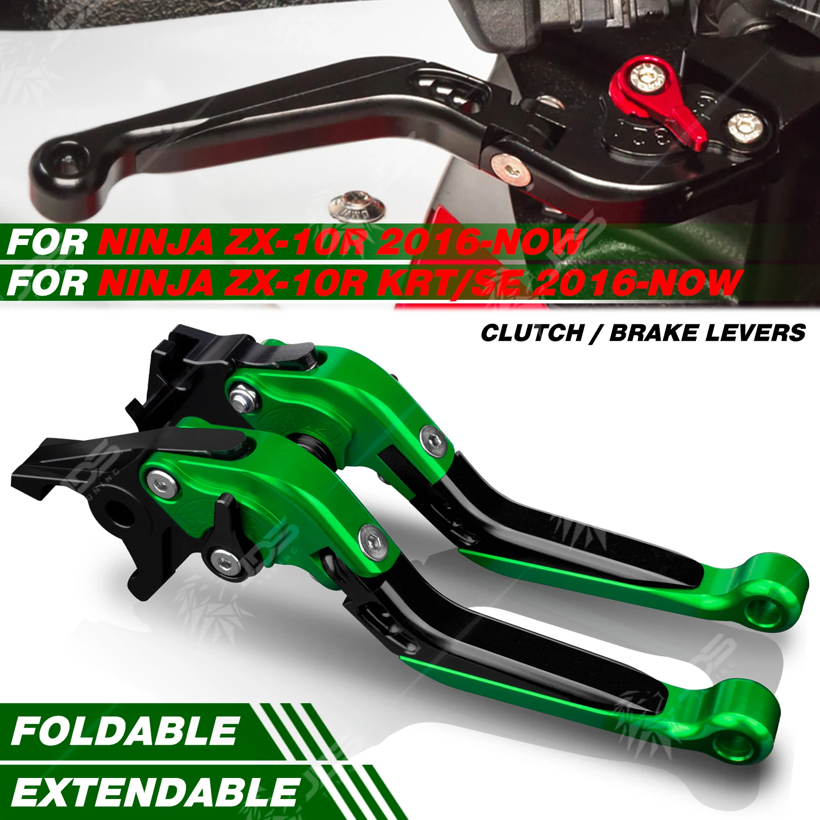 

JDSTUNING For Kawasaki NINJA ZX10R/KRT/SE 2016-NOW Folding Clutch and Brake Lever Set Adjustable Levers Accessories Parts