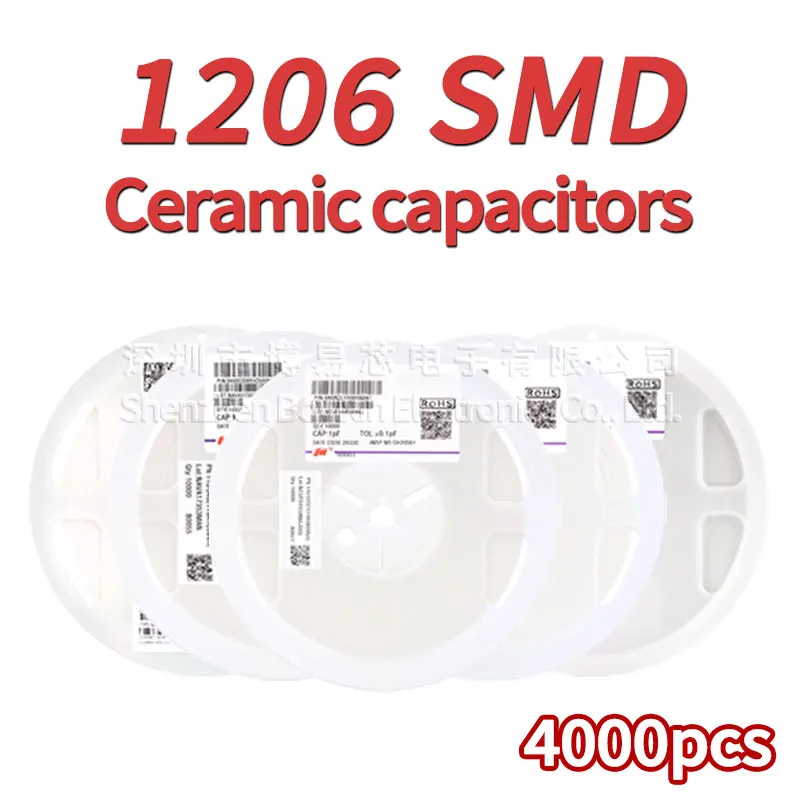 4000 pieces 1206 10pF 100uF 100pF 1nF 10nF 15nF 100nF 0.1uF 1uF 2.2uF 4.7uF 10uF 47uF various types of chip ceramic capacitors