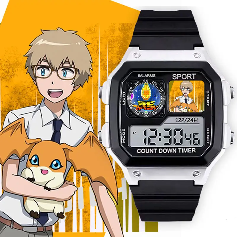 Digimon Adventure Greymon Angewomon Angemon Cartoon Cute Wristwatch Couple High-Value Electronic Watch Birthday Gift for Friends view 5