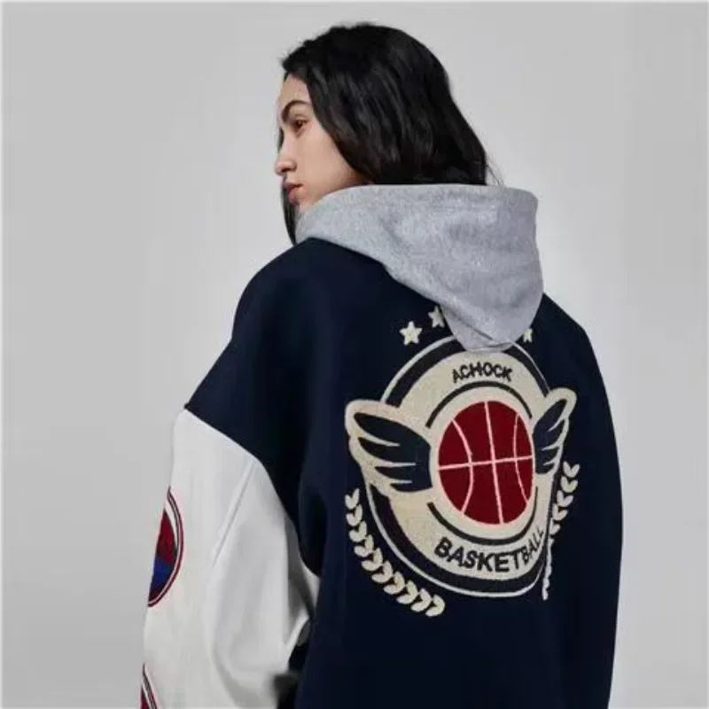 

VIntage Varsity Jackets Men Spring Baseball Aviator Jackets Embroidery Spliced PU Leather Sleeves Autumn Women Bomber Coat