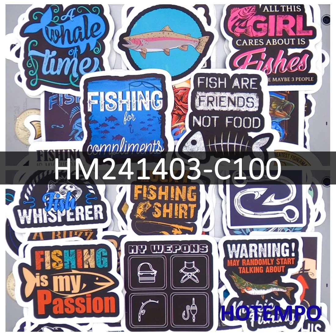 

50/100Pieces Go Fishing Funny Graffiti Fisherman Style Stickers for Phone Boats Fish Tank Luggage Car Motorcycle Laptop Sticker