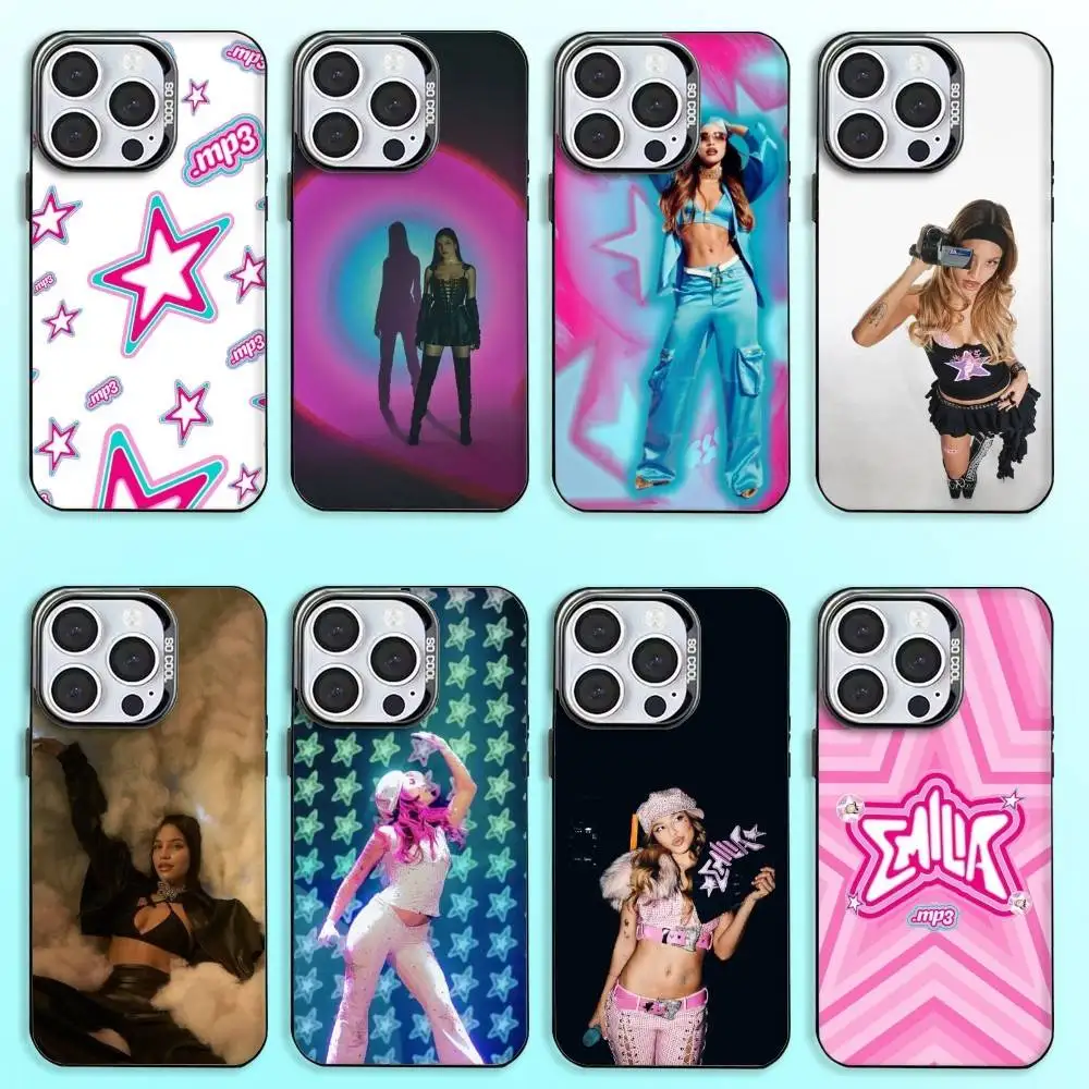 

E-Emilia M-Mernes Singer Phone Case For iPhone17,16,15,14,13,12,11 Plus,Pro Max Colored Silver Plated Inside Cover