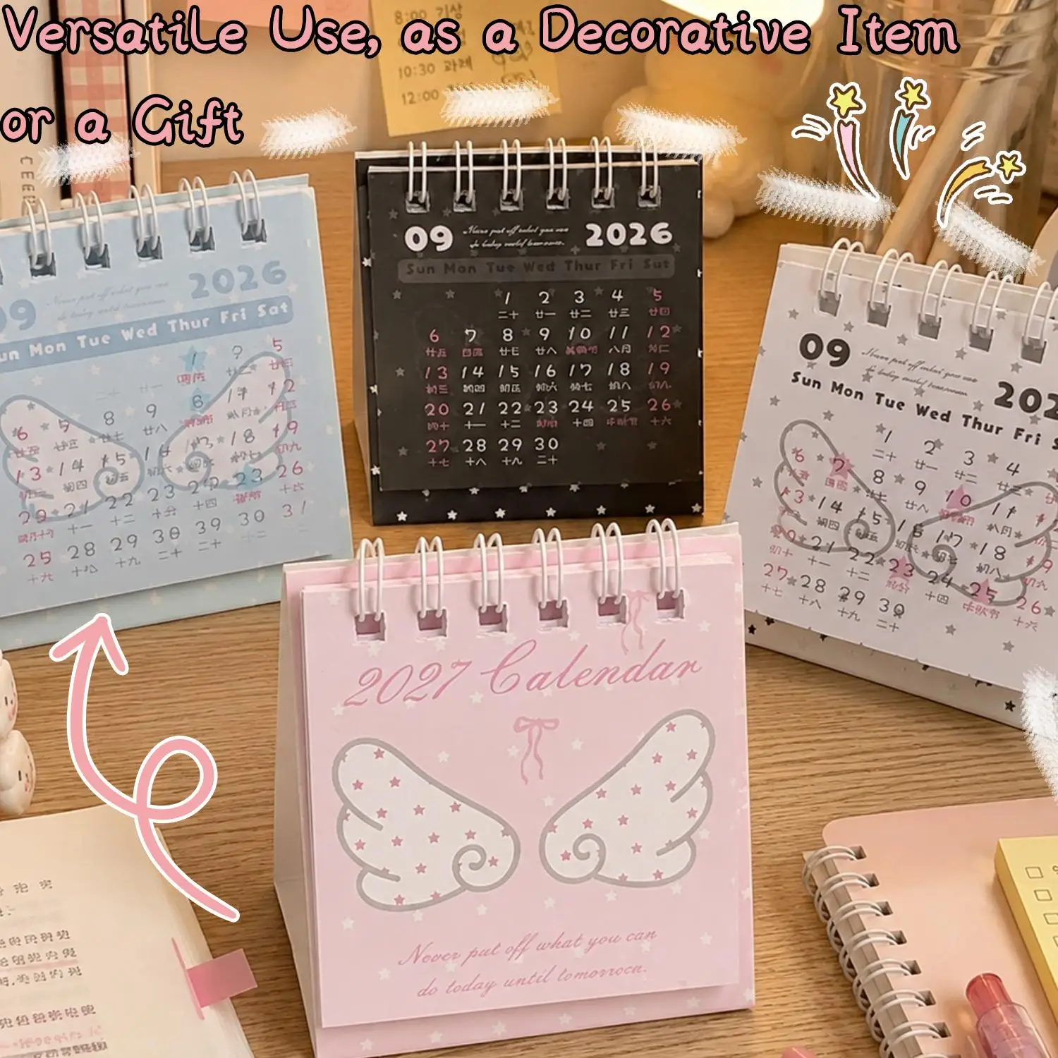 2027 Creative Cartoon Cute Mini Desk Calendar Standing Desk Paper Calendar Office Calendar Daily Planner For Planning