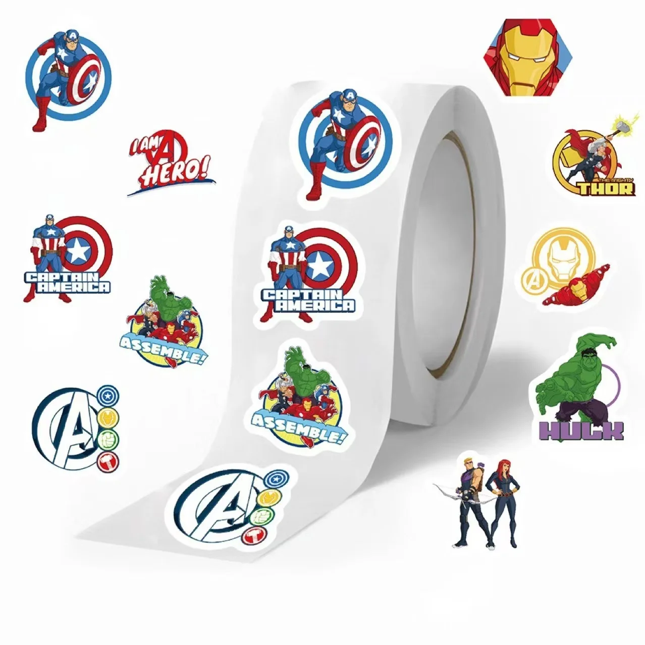 

500pcs/roll Marvel Avenger Kawaii Stickers Luggage Graffiti Decals, Decoration Sticker Gift Closure Stickers