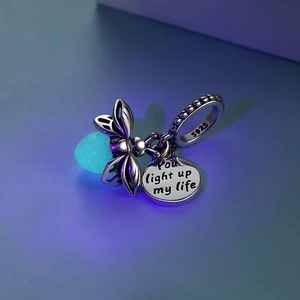 سحر الفضة الإسترليني الأصلي 925 للنساء ، قلادة اليراع المضيئة ، الخرز صالح لأساور العلامة التجارية عموم ، القلائد ، مجوهرات DIY أعلى 6 مبيعات لوحة G42 - رقم 3